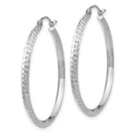 Load image into Gallery viewer, 14K White Gold Knife Edge Diamond-cut 2.5x25mm Hoop Earrings 35mm length