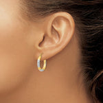 Load image into Gallery viewer, 14K Yellow Gold & Rhodium Diamond-cut 3x20mm Hoop Earrings 20mm length