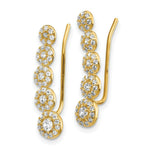 Load image into Gallery viewer, 14K Yellow Gold CZ Circles Polished Ear Climber Earrings