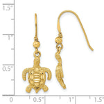 Load image into Gallery viewer, 14K Yellow Gold Polished & Textured Diamond-cut Turtle Shepherd Hook Earrings