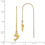 Load image into Gallery viewer, 14K Yellow Gold Polished Dolphins Threader Earrings