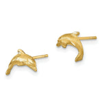 Load image into Gallery viewer, 14K Yellow Gold Satin Diamond-cut Dolphin Post Earrings