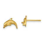Load image into Gallery viewer, 14K Yellow Gold Satin Diamond-cut Dolphin Post Earrings