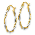 Load image into Gallery viewer, 14K Two-tone Gold Polished1.8mm Twisted Hoop Earrings 16mm length