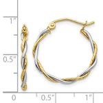 Load image into Gallery viewer, 14K Two-tone Gold Polished1.8mm Twisted Hoop Earrings 16mm length