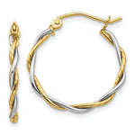Load image into Gallery viewer, 14K Two-tone Gold Polished1.8mm Twisted Hoop Earrings 16mm length
