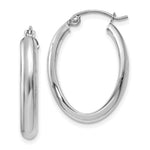 Load image into Gallery viewer, 14K White Gold Polished 3.5mm Oval Hoop Earrings 16mm length