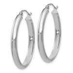 Load image into Gallery viewer, 14K White Gold Polished 3.5mm Oval Hoop Earrings 20mm length