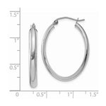 Load image into Gallery viewer, 14K White Gold Polished 3.5mm Oval Hoop Earrings 20mm length