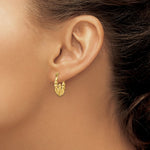 Load image into Gallery viewer, 14K Yellow Gold Polished & Satin Claddagh Hoop Earrings 3mm width