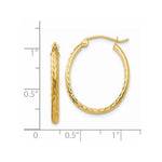 Load image into Gallery viewer, 14K Yellow Gold Lightweight Diamond-cut Oval Hoop Earrings 17mm length