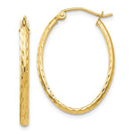 Load image into Gallery viewer, 14K Yellow Gold Lightweight Diamond-cut Oval Hoop Earrings 18mm length