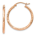 Load image into Gallery viewer, 14K Rose Gold Diamond-cut Polished Hoop Earrings 25mm length