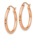 Load image into Gallery viewer, 14K Rose Gold Diamond-cut Polished Hoop Earrings 20mm length