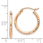 Load image into Gallery viewer, 14K Rose Gold Diamond-cut Polished Hoop Earrings 20mm length