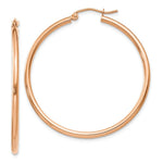 Load image into Gallery viewer, 14K Rose Gold 2mm Polished Hoop Earrings 40mm length