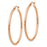 Load image into Gallery viewer, 14K Rose Gold 2mm Polished Hoop Earrings 40mm length