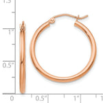 Load image into Gallery viewer, 14K Rose Gold 2mm Polished Hoop Earrings 25mm length
