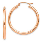 Load image into Gallery viewer, 14K Rose Gold 2.5mm Polished Hoop Earrings 30mm length