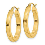 Load image into Gallery viewer, 14K Yellow Gold 3mm Polished Square Hoop Earrings 25mm length