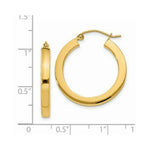 Load image into Gallery viewer, 14K Yellow Gold 3mm Polished Square Hoop Earrings 25mm length