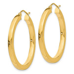 Load image into Gallery viewer, 14K Yellow Gold 3mm Polished Square Hoop Earrings 35mm length
