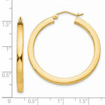 Load image into Gallery viewer, 14K Yellow Gold 3mm Polished Square Hoop Earrings 35mm length