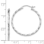 Load image into Gallery viewer, 14K White Gold Twist Polished Hoop Earring 26mm length