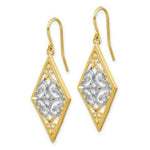 Load image into Gallery viewer, 14K Two-tone Gold Rhodium Diamond Shape Filigree Dangle Earrings