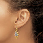 Load image into Gallery viewer, 14K Two-tone Gold Rhodium Diamond Shape Filigree Dangle Earrings