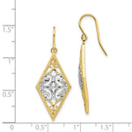 Load image into Gallery viewer, 14K Two-tone Gold Rhodium Diamond Shape Filigree Dangle Earrings