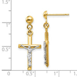 Load image into Gallery viewer, 14K Two-tone Gold Hollow Crucifix Earrings