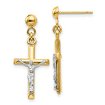 Load image into Gallery viewer, 14K Two-tone Gold Hollow Crucifix Earrings