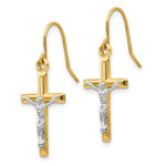 Load image into Gallery viewer, 14K Two-tone Gold Polished Crucifix Earrings