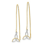 Load image into Gallery viewer, 14k Two-tone Gold Diamond-cut Box Chain Celtic Knot Threader Earrings