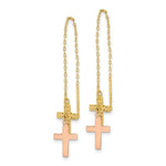 Load image into Gallery viewer, 14k Yellow & Rose Gold Diamond-cut Polished Crosses Threader Earrings