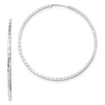 Load image into Gallery viewer, 14k White Gold Diamond-cut Square Tube Endless Hoop Earrings