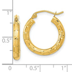 Load image into Gallery viewer, 14K Yellow Gold Polished, Satin & Diamond-cut Hoop Earrings