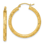 Load image into Gallery viewer, 14K Yellow Gold Polished, Satin & Diamond-cut Hoop Earrings