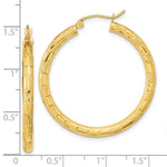 Load image into Gallery viewer, 14K Yellow Gold Polished, Satin & Diamond-cut Hoop Earrings