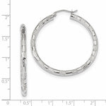 Load image into Gallery viewer, 14k White Gold Polished, Satin & Diamond-cut Hoop Earrings