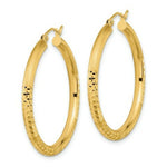 Load image into Gallery viewer, 14K Yellow Gold Polished, Satin & Diamond-cut Endless Hoop Earrings
