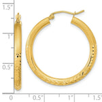 Load image into Gallery viewer, 14K Yellow Gold Polished, Satin & Diamond-cut Endless Hoop Earrings