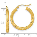 Load image into Gallery viewer, 14K Yellow Gold Polished, Satin & Diamond-cut Endless Hoop Earrings
