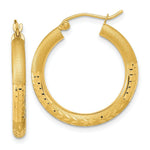 Load image into Gallery viewer, 14K Yellow Gold Polished, Satin & Diamond-cut Endless Hoop Earrings