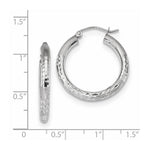 Load image into Gallery viewer, 14k White Gold Polished, Satin & Diamond-cut Endless Hoop Earrings