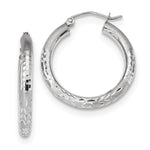 Load image into Gallery viewer, 14k White Gold Polished, Satin & Diamond-cut Endless Hoop Earrings