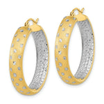 Load image into Gallery viewer, 14k Two-tone Gold Polished Satin & Diamond-cut In/Out 30mm Hoop Earrings