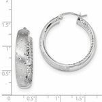 Load image into Gallery viewer, 14k White Gold Polished, Satin & Diamond-cut In/Out Hoop Earrings
