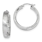 Load image into Gallery viewer, 14k White Gold Polished, Satin & Diamond-cut In/Out Hoop Earrings